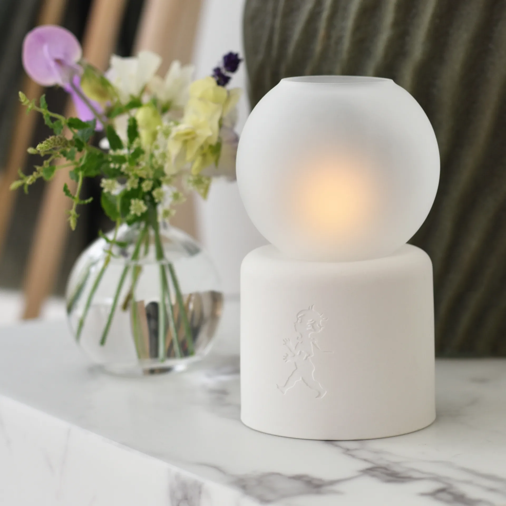 Globe Teelichthalter Ø9,5x17 cm, Weiß Solstickan Design