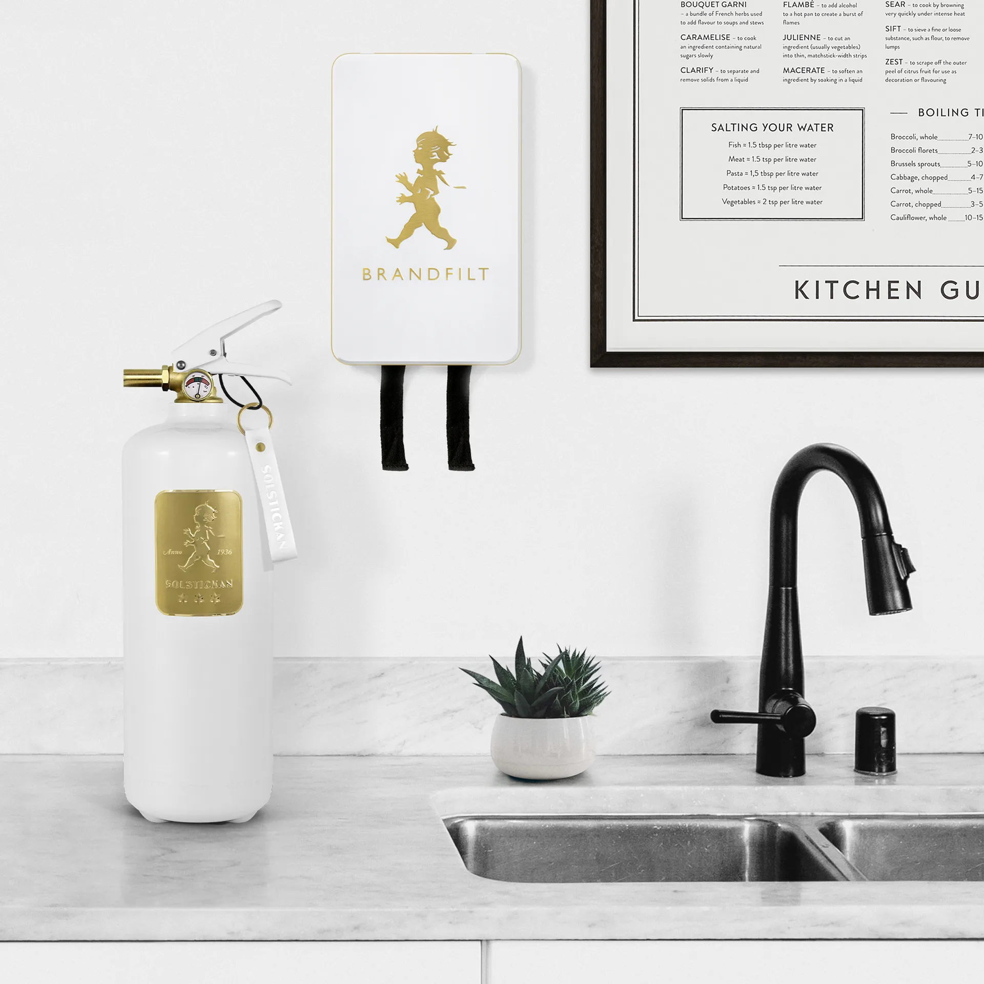 Solstickan Feuerlöscher 2 kg, Weiß-Gold Solstickan Design