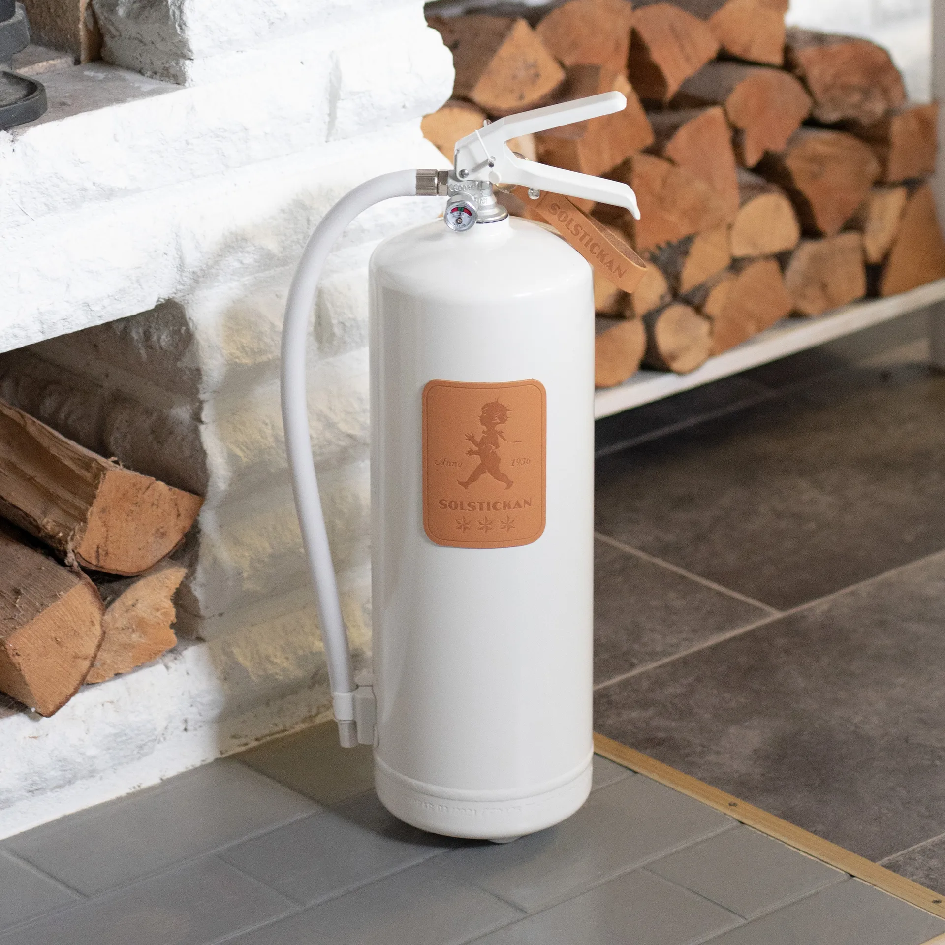 Solstickan Feuerlöscher 6 kg, Weiß-helles Leder Solstickan Design