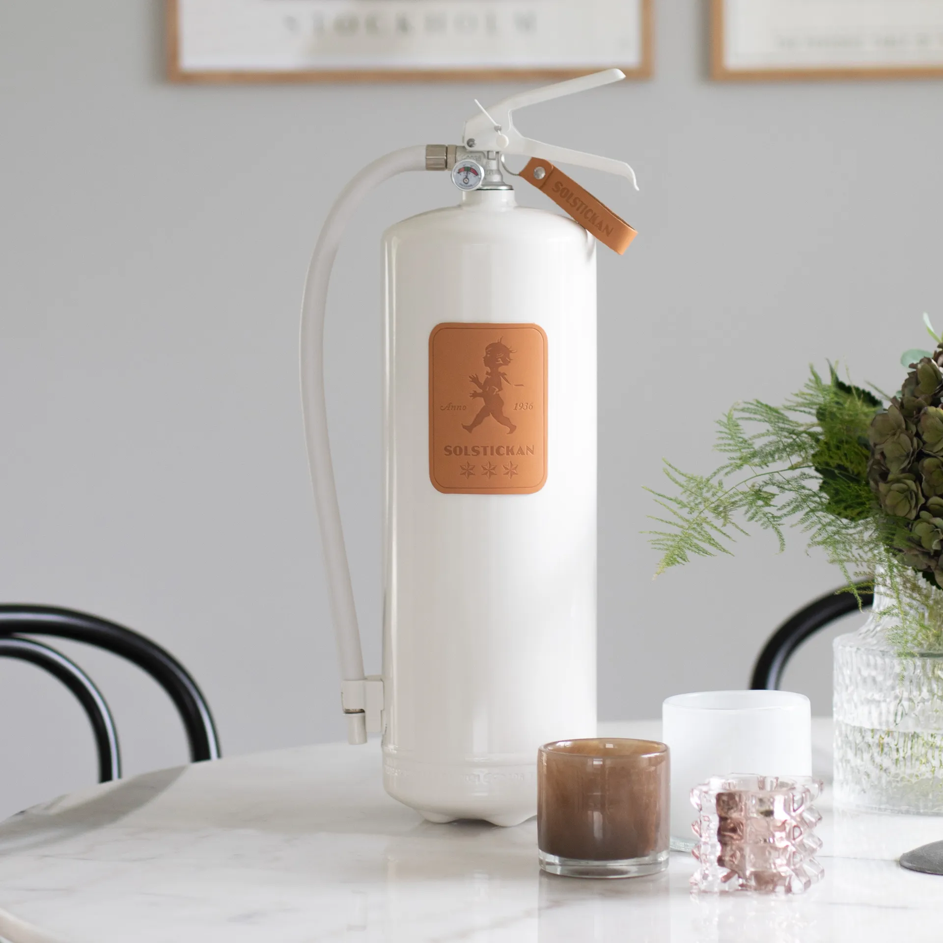 Solstickan Feuerlöscher 6 kg, Weiß-helles Leder Solstickan Design