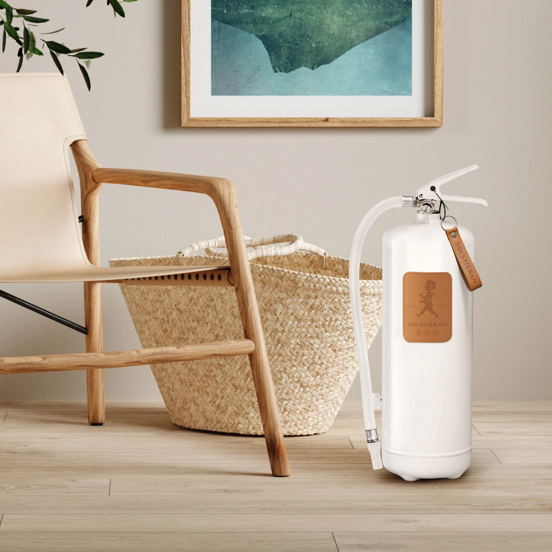 Solstickan Feuerlöscher 6 kg, Weiß-helles Leder Solstickan Design