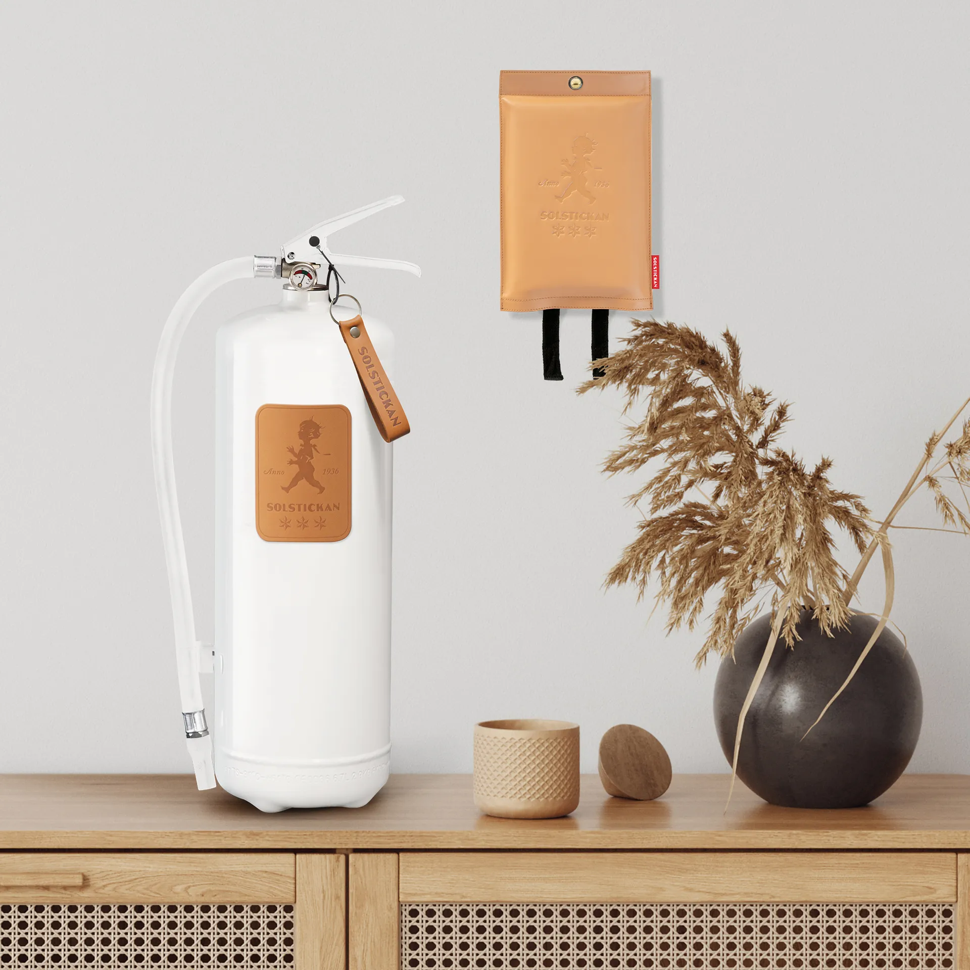Solstickan Feuerlöscher 6 kg, Weiß-helles Leder Solstickan Design