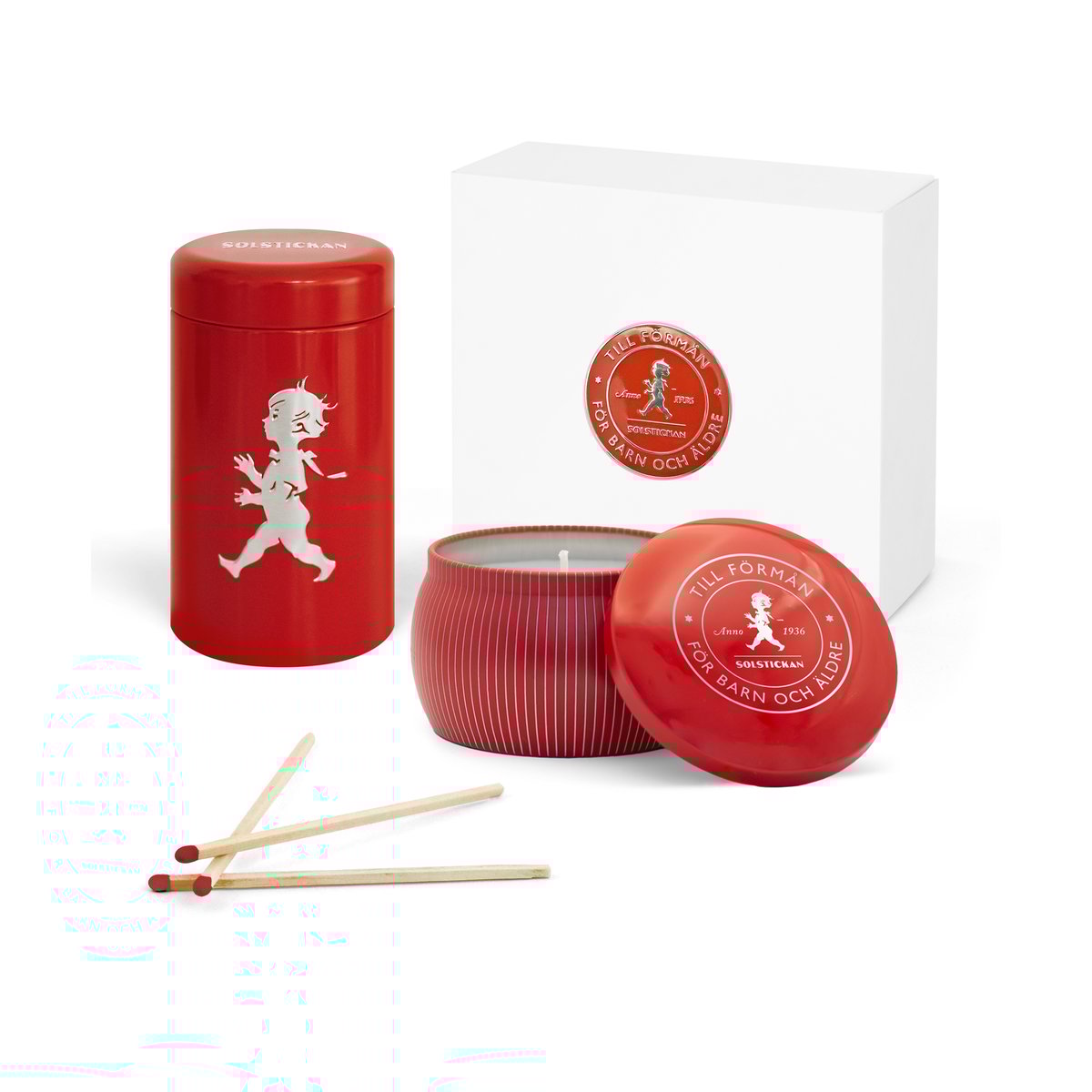 Solstickan Design Solstickan Geschenkbox Duftkerze + Streichholzschachtel Rot- Duftkerze Zimt & Orange