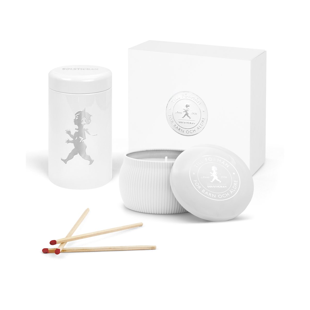 Solstickan Design Solstickan Geschenkbox Duftkerze + Streichholzschachtel Weiß - Duftkerze Eukalyptus