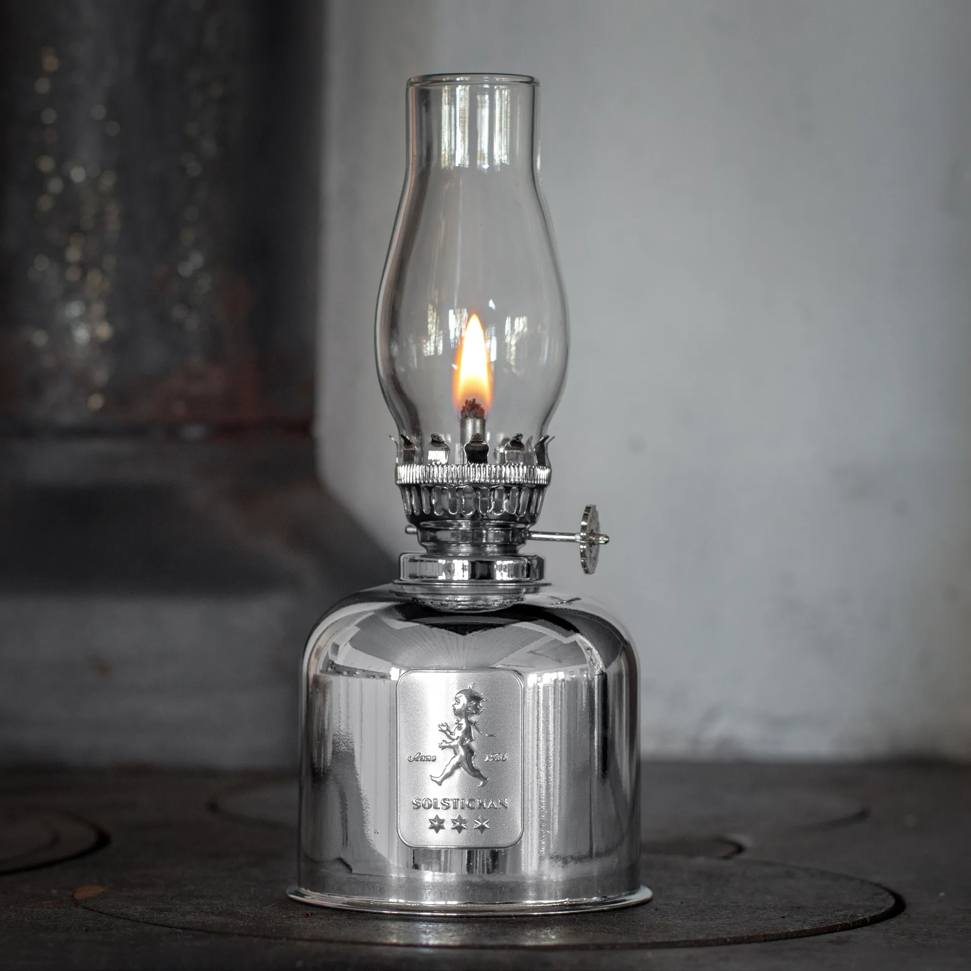 Solstickan Paraffinleuchte, Silver Solstickan Design