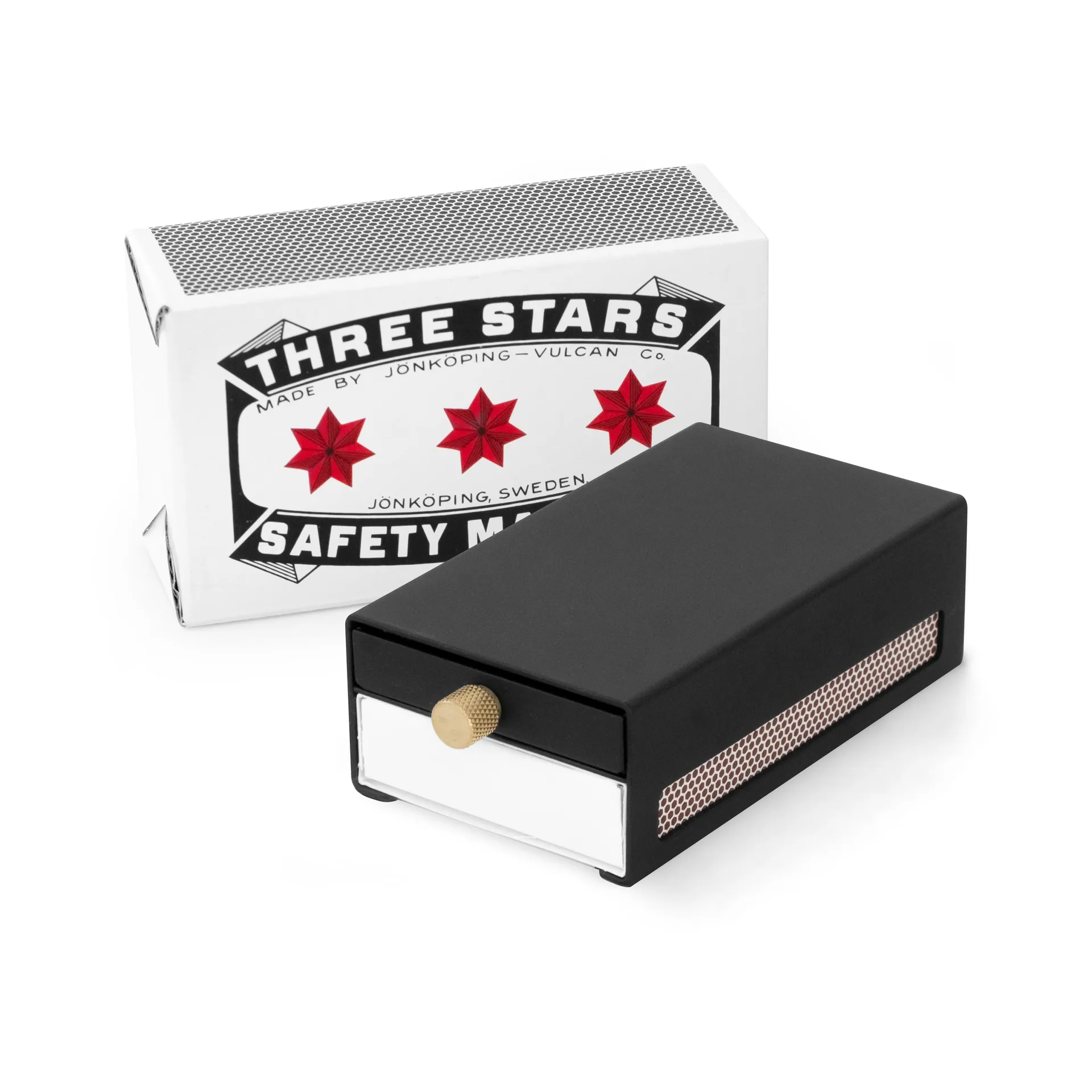 Three Stars Streichholzschachtel groß, Schwarz Solstickan Design