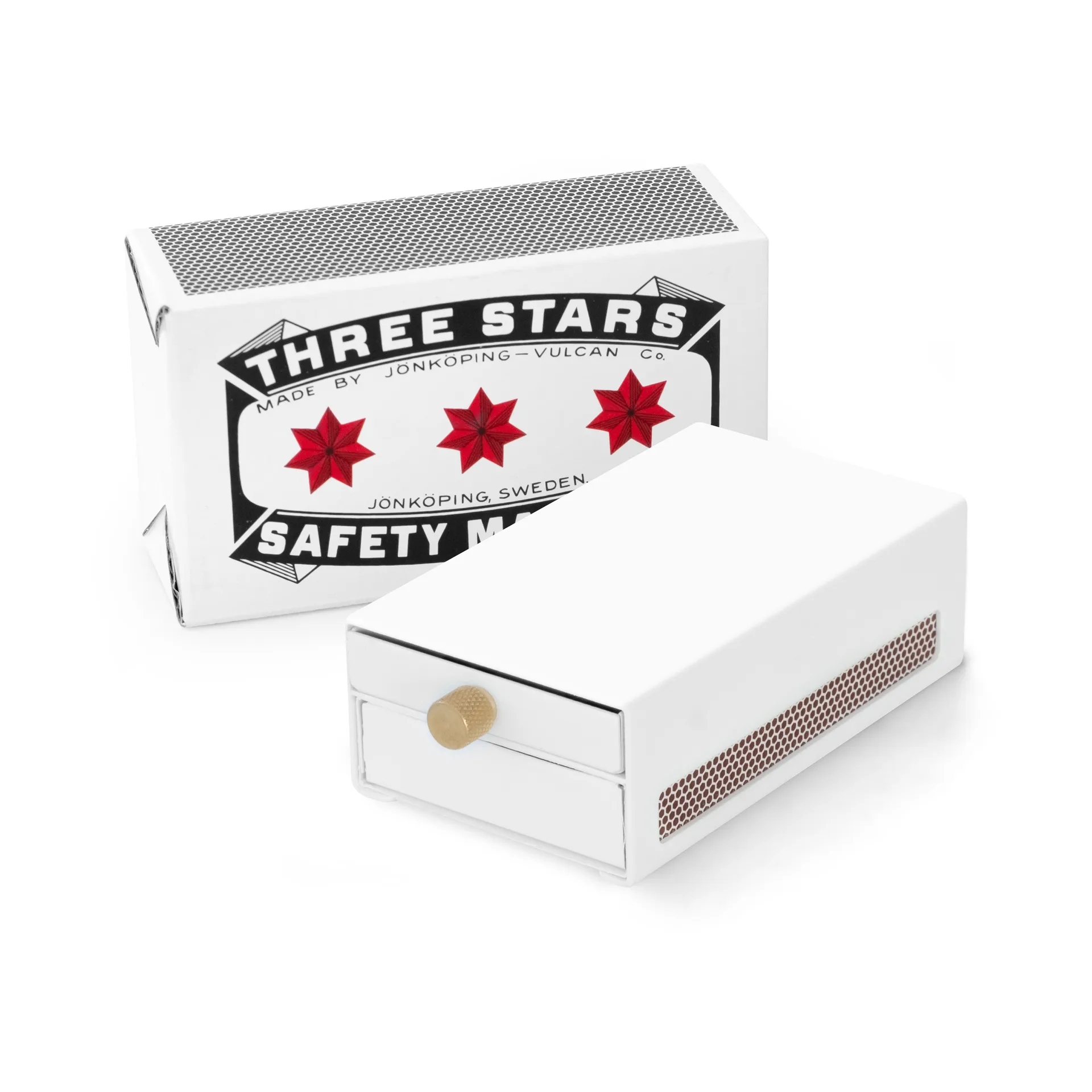 Three Stars Streichholzschachtel groß, Weiß Solstickan Design