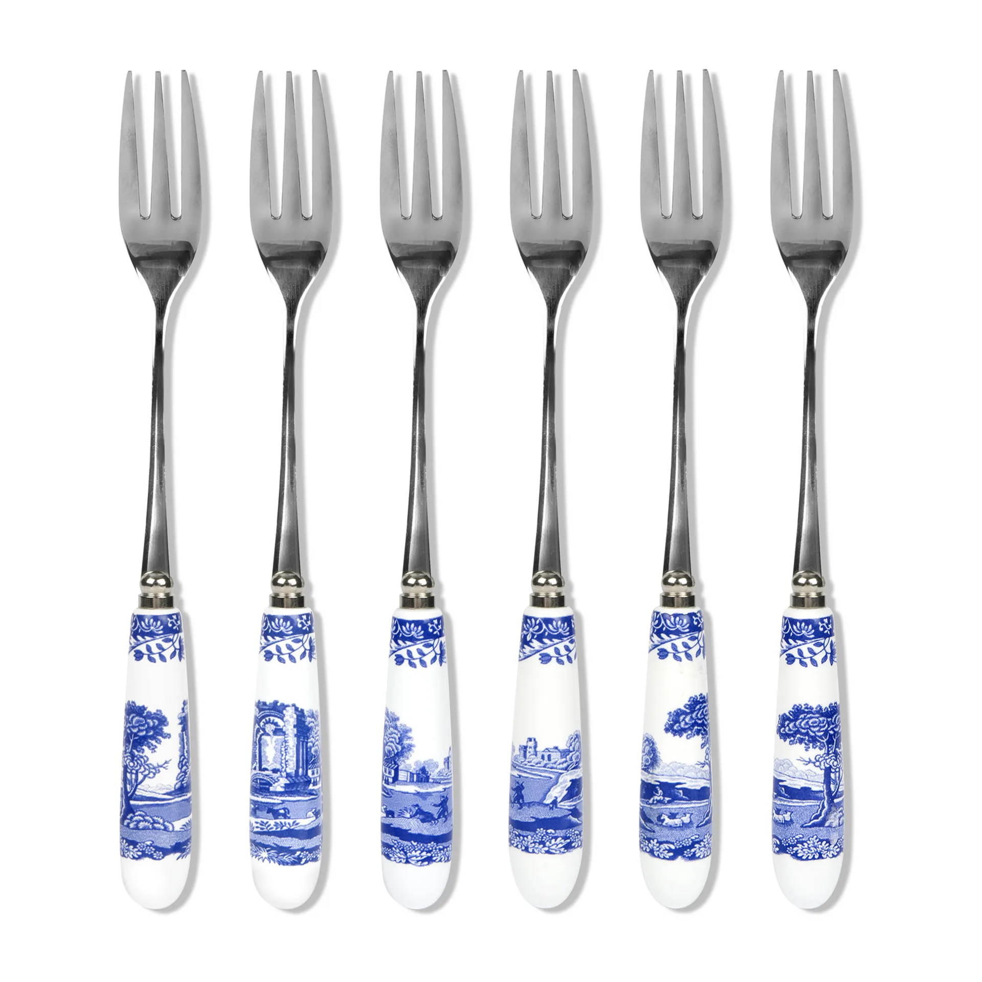 Blue Italian Dessertgabel 6er Pack, Keramik-Edelstahl Spode