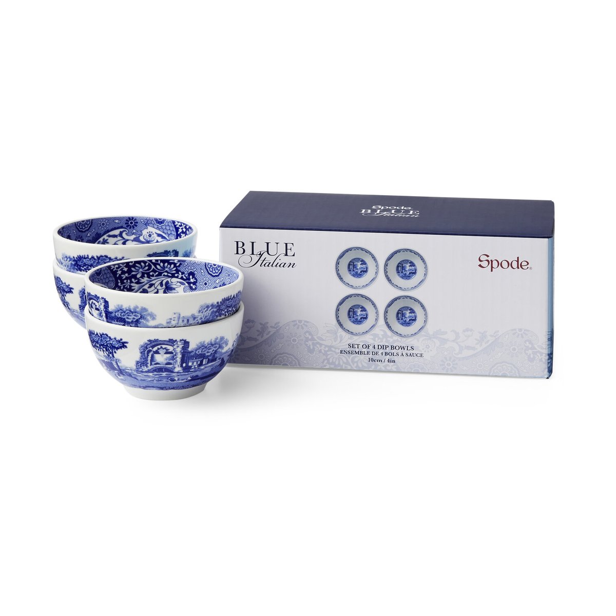Spode Blue Italian Dippschale Ø10 cm 4er-Pack Blau-Weiß