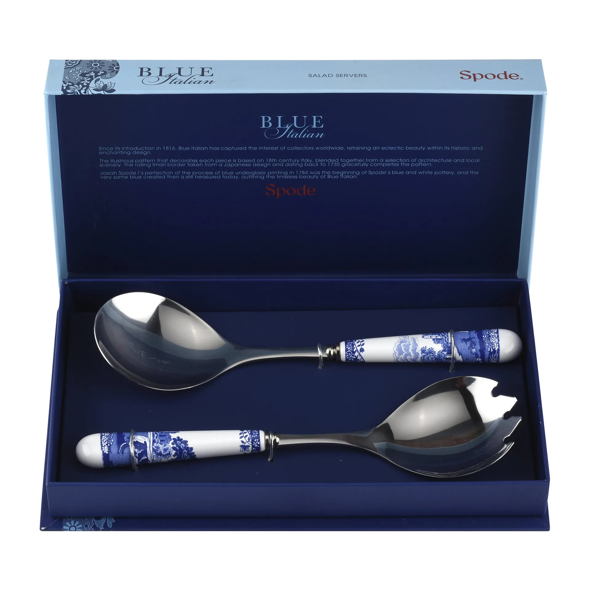 Blue Italian Salatbesteck 2 Teile, Keramik-Edelstahl Spode