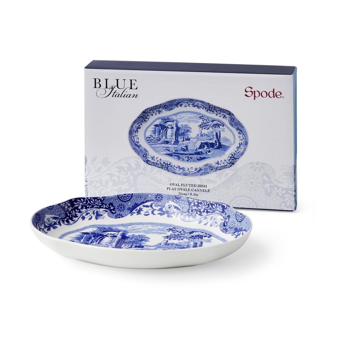 Spode Blue italian Teller oval 14x21 cm Blau-Weiß