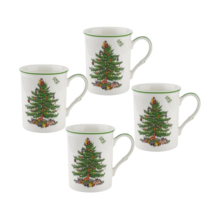 Christmas Tree Tasse 34 cl 4er Pack, White-green-red Spode