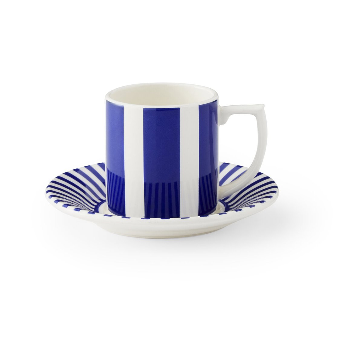 Spode Steccato Espressotasse 8 cl und Untertasse Ø11 cm Blau-Weiß