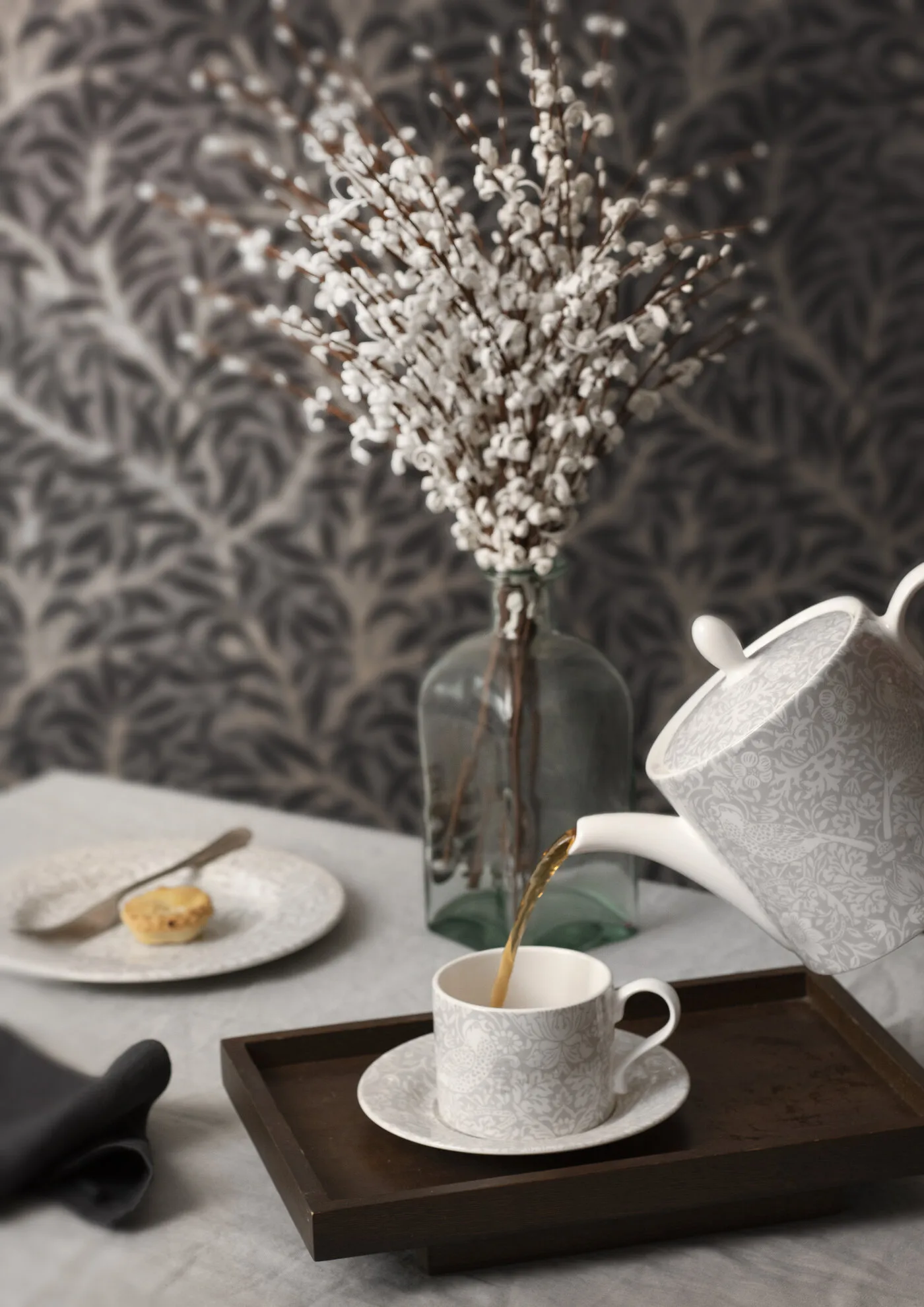 Strawberry Thief Teetasse 28cl, Grey Spode