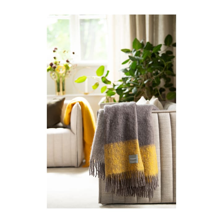 Mohair Decke, Mustard & Charcoal Stripe Stackelbergs
