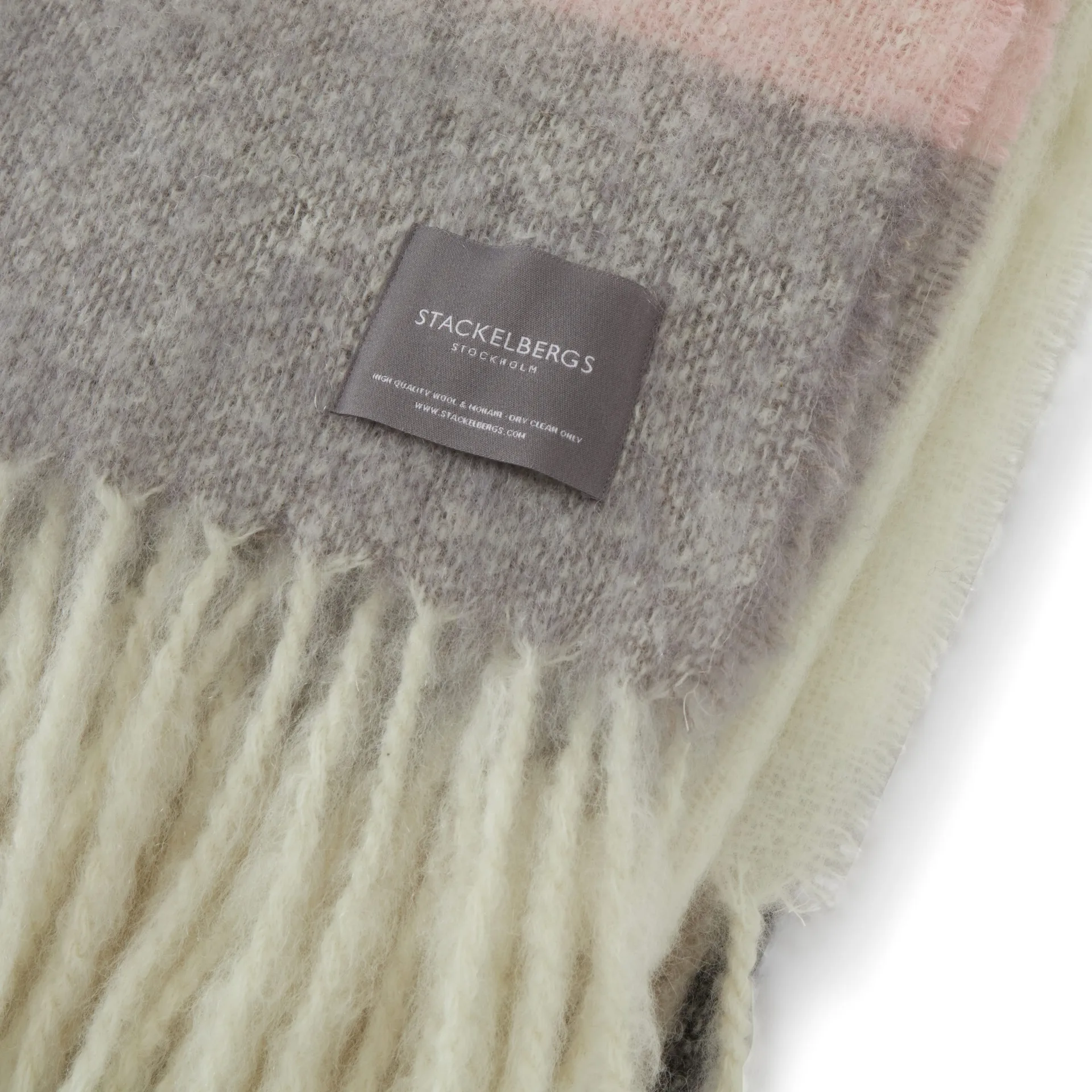 Mohair Decke, Stripe Brown, Black & Rose Stackelbergs