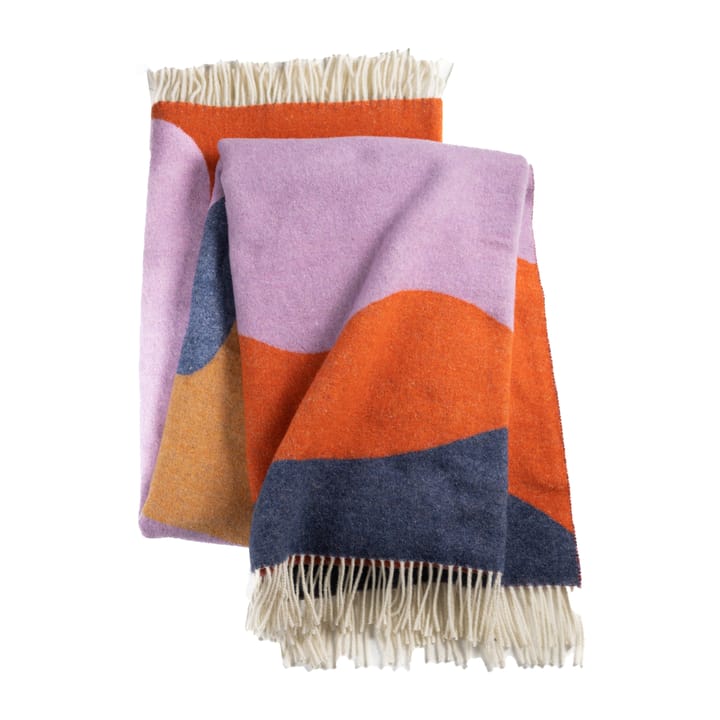 Wave Wolldecke - Coral, ocra, blue & lilac - Stackelbergs