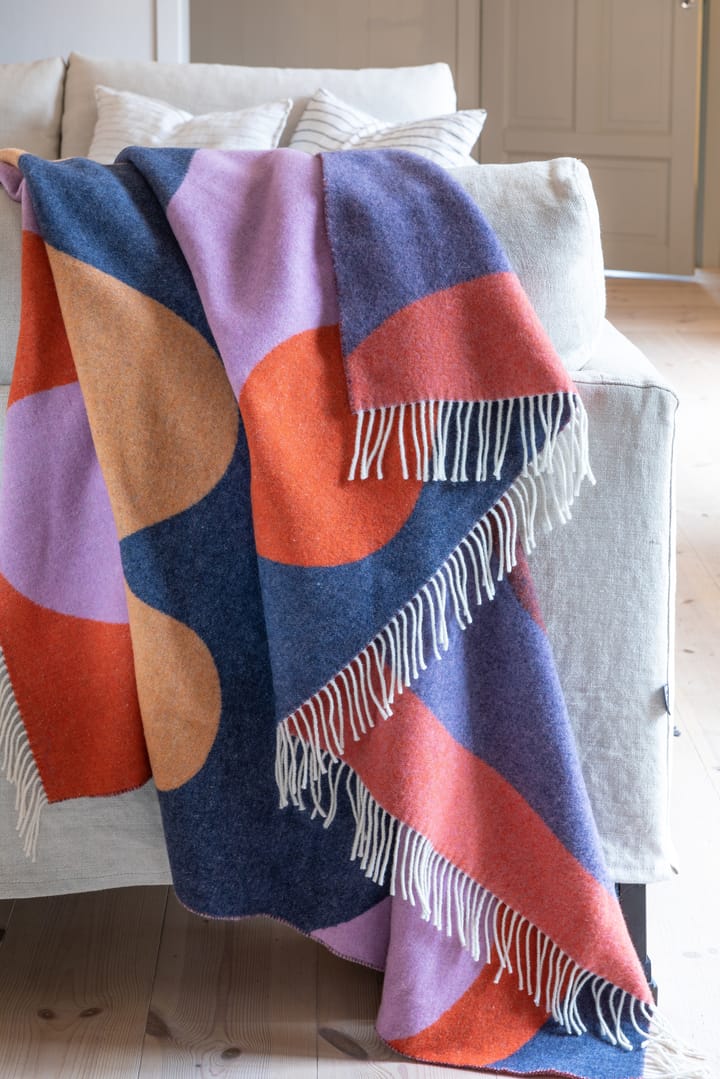 Wave Wolldecke, Coral, ocra, blue & lilac Stackelbergs