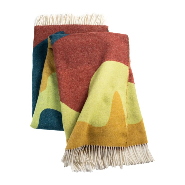 Wave Wolldecke - Lime-ocra-petrol & wine waves - Stackelbergs