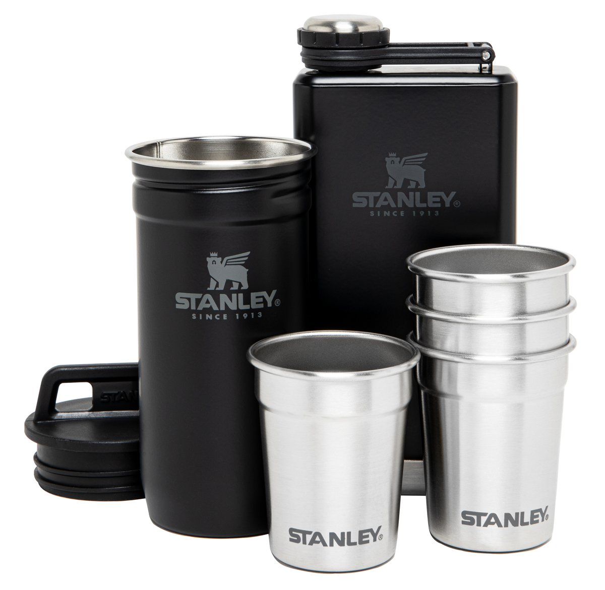 Stanley Stanley Flachmann & 4 Schnapsglas Edelstahl-mattschwarz