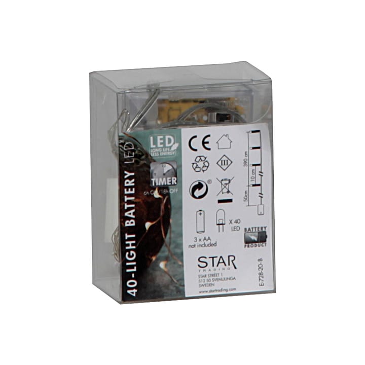 Dew Drop LED-Lichterkette mit Batterie, 4m, Silber Star Trading