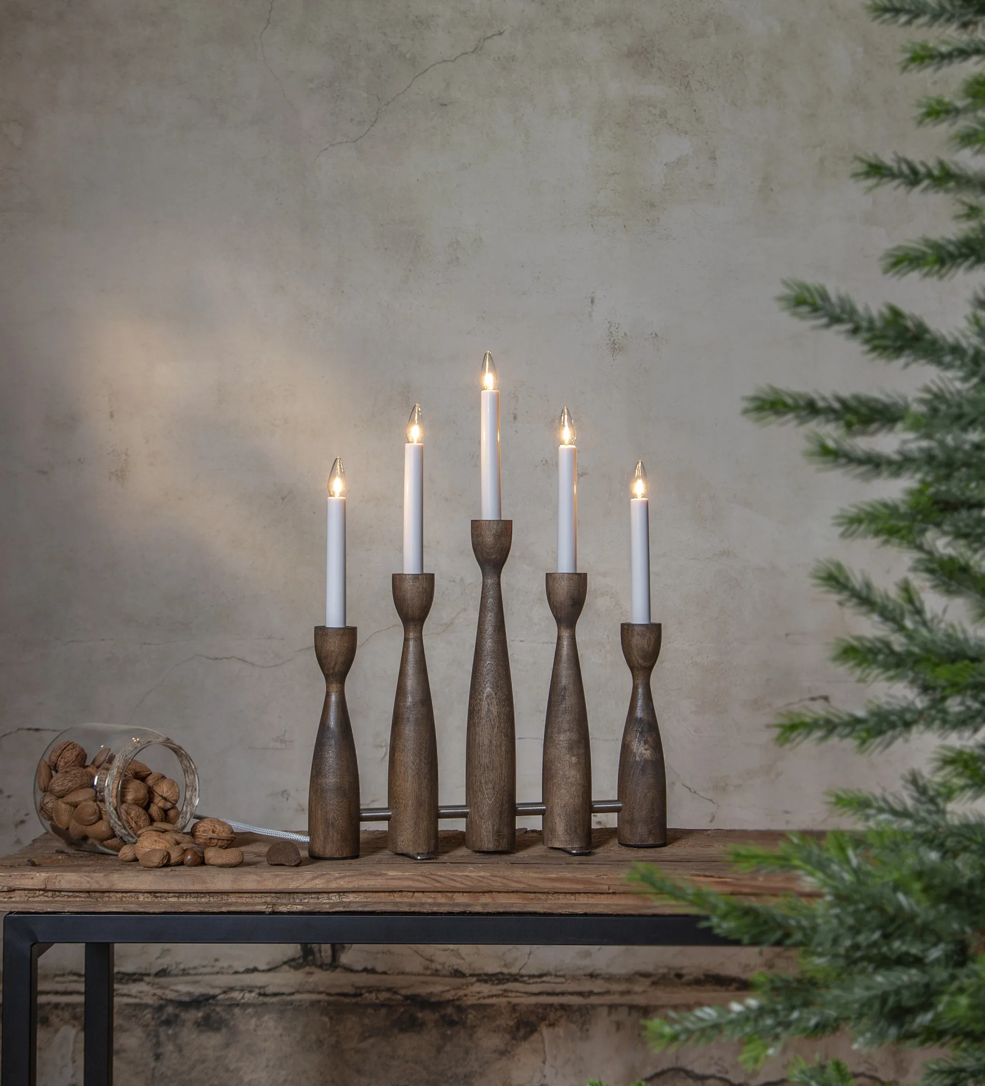 Midja 2.0 Adventskerzenhalter, Walnuss Star Trading