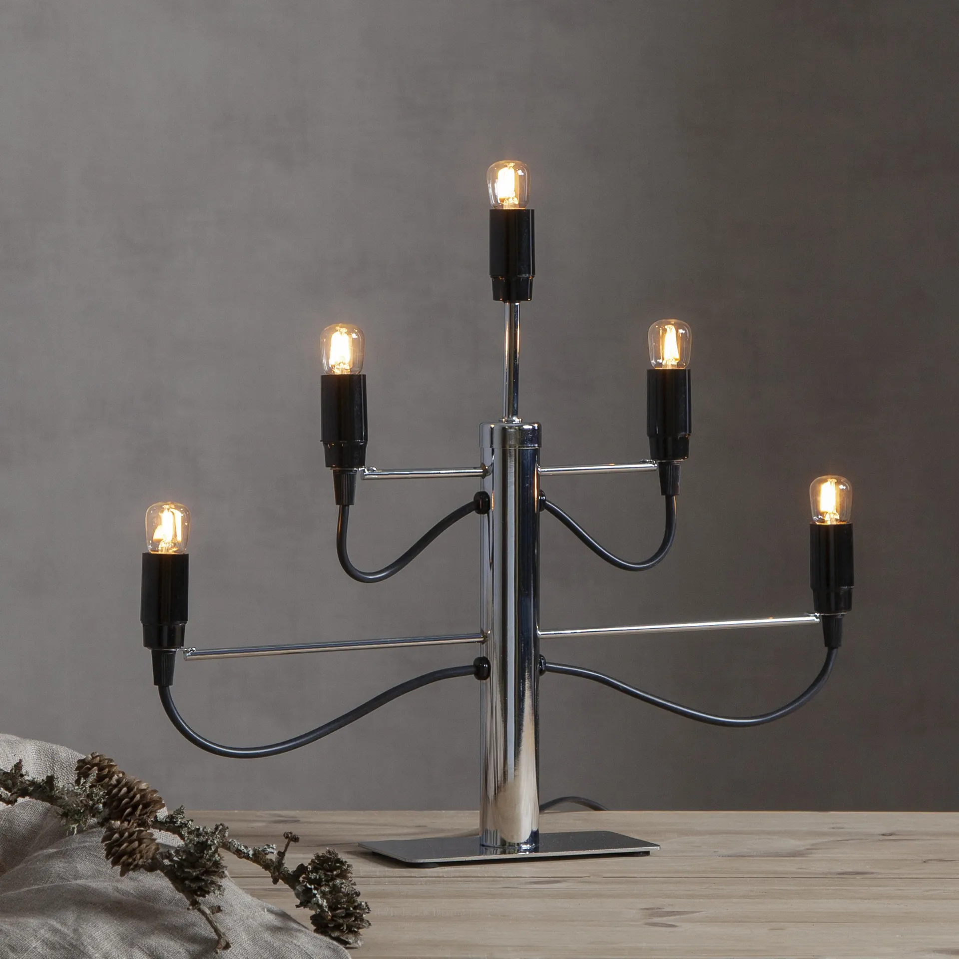 Milano 5 Kerzenhalter 46 cm 2er-Pack - Chrom Star Trading