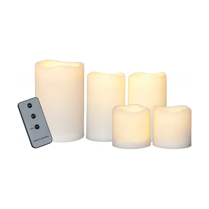 Paul 5 Teilees LED Blockkerzen Set, Elfenbein Star Trading