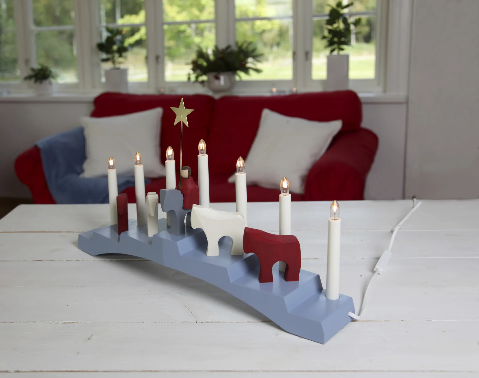 Staffans fålar Adventskerzenhalter 7 Lampen, Blau Star Trading