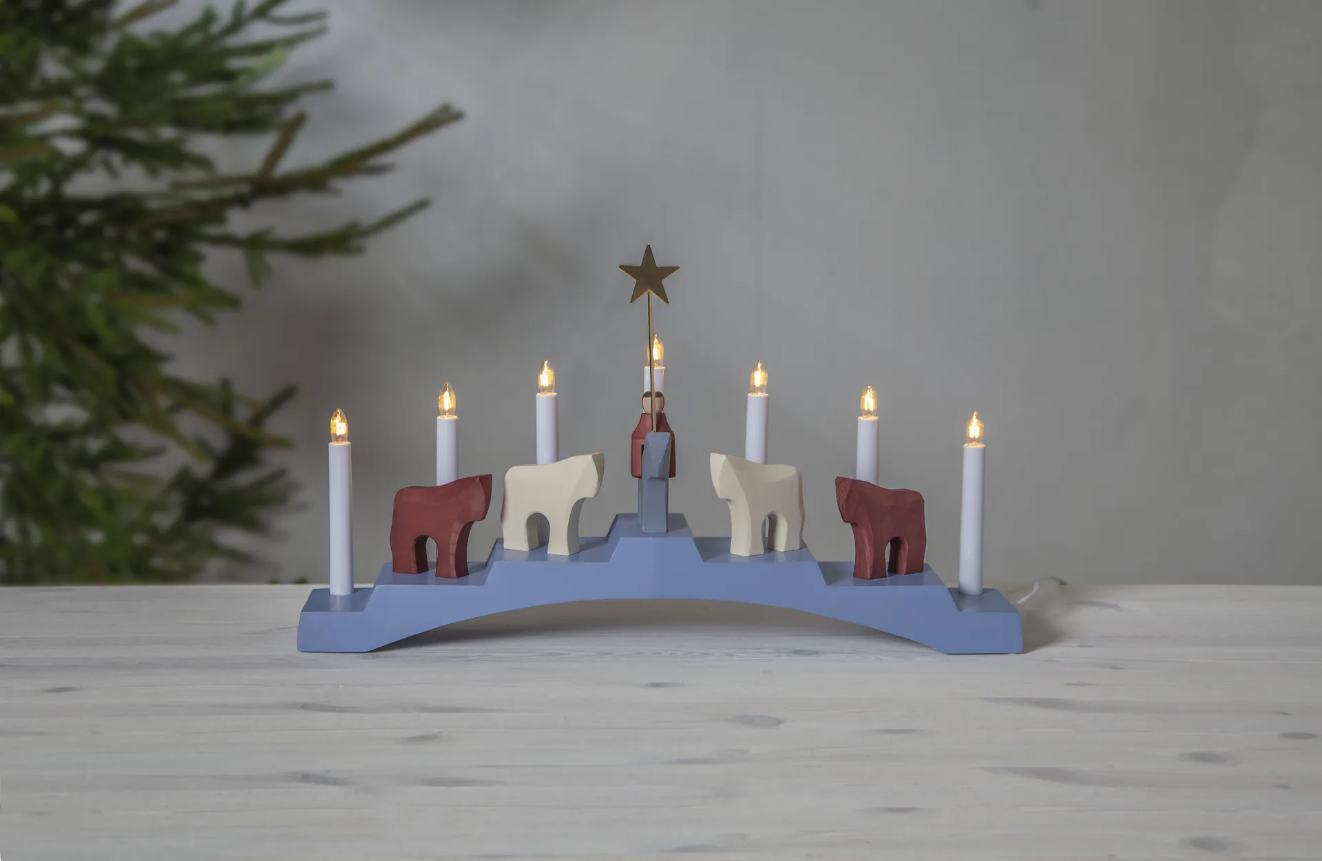 Staffans fålar Adventskerzenhalter 7 Lampen, Blau Star Trading