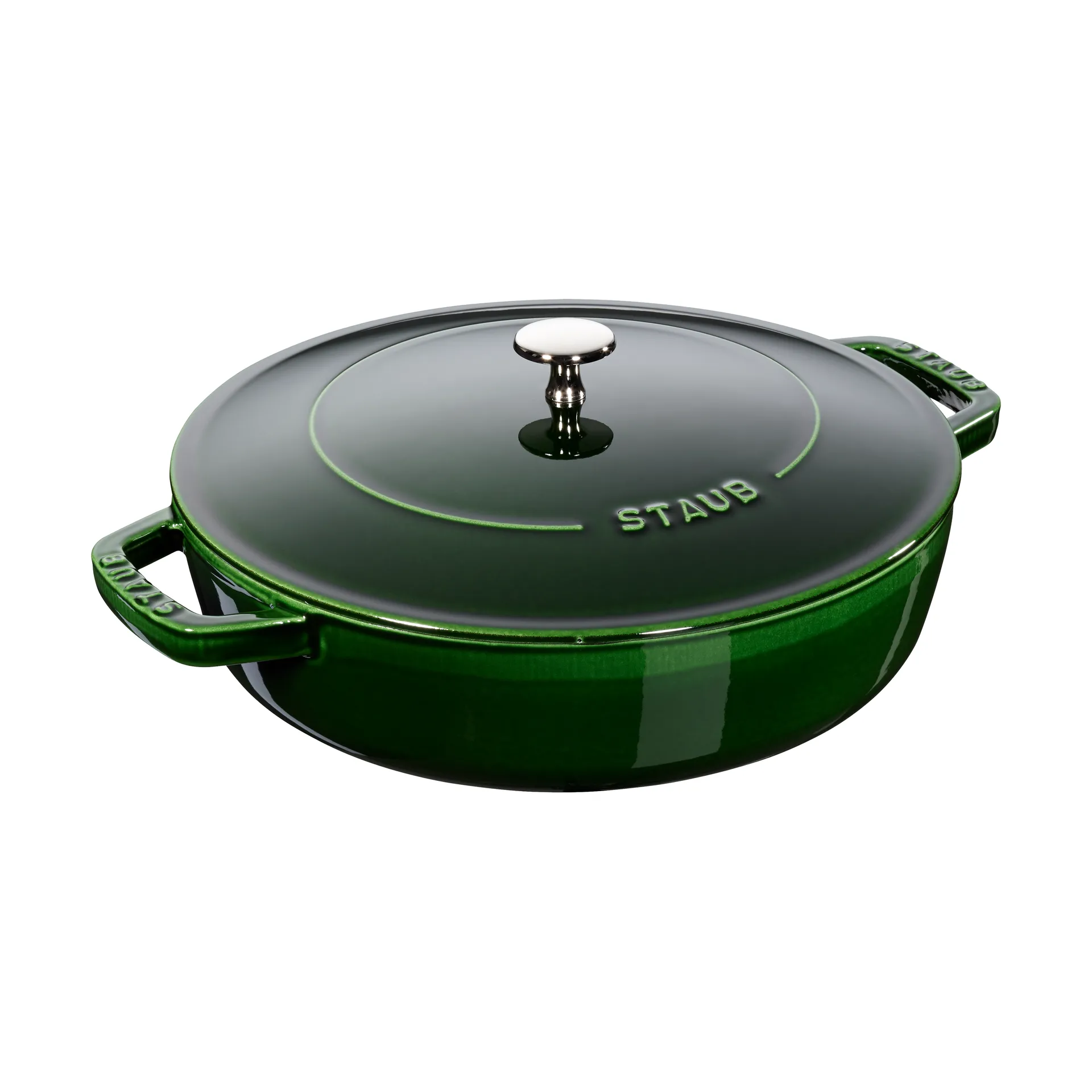 Staub Chistera tiefe Schmorpfanne Gusseisen Ø28 cm, Basilikumgrün  STAUB