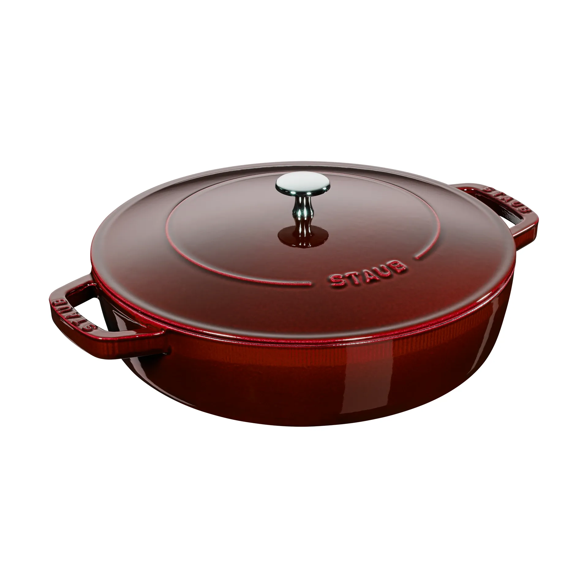 Staub Chistera tiefe Schmorpfanne Gusseisen Ø28 cm, Granatrot STAUB