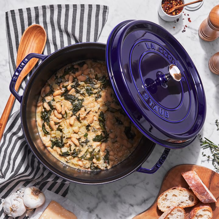 Staub runder Topf aus Gusseisen, drei Schichten Emaille 3,8 l, Dunkelblau STAUB