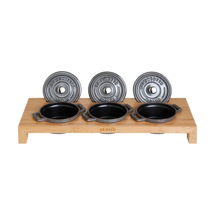 Staub Servierhalter für 3 Mini-Töpfe - Bambus - STAUB