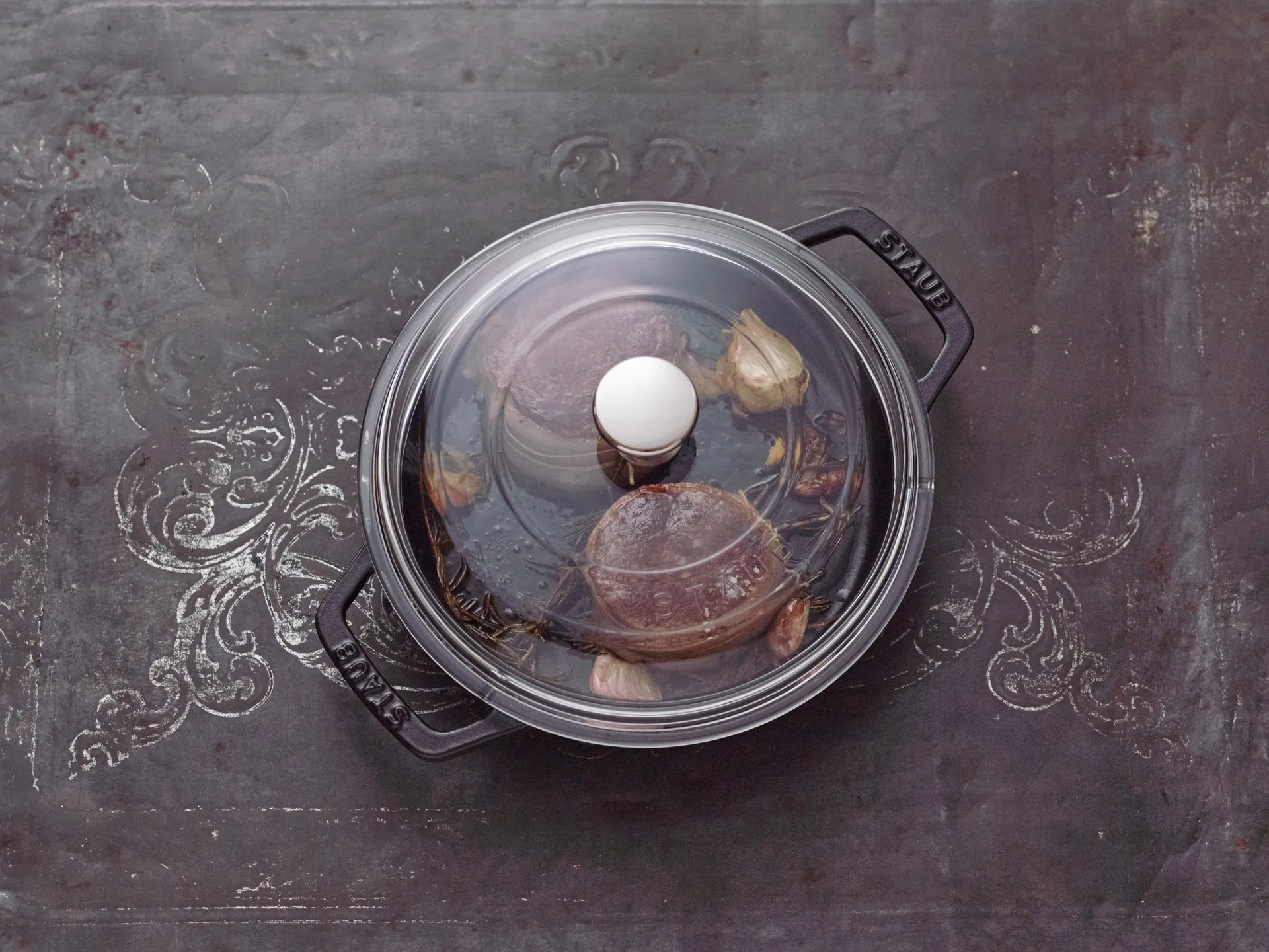 Staub tiefe Schmorpfanne Gusseisen 2 Griffe schwarz, Ø20 cm STAUB