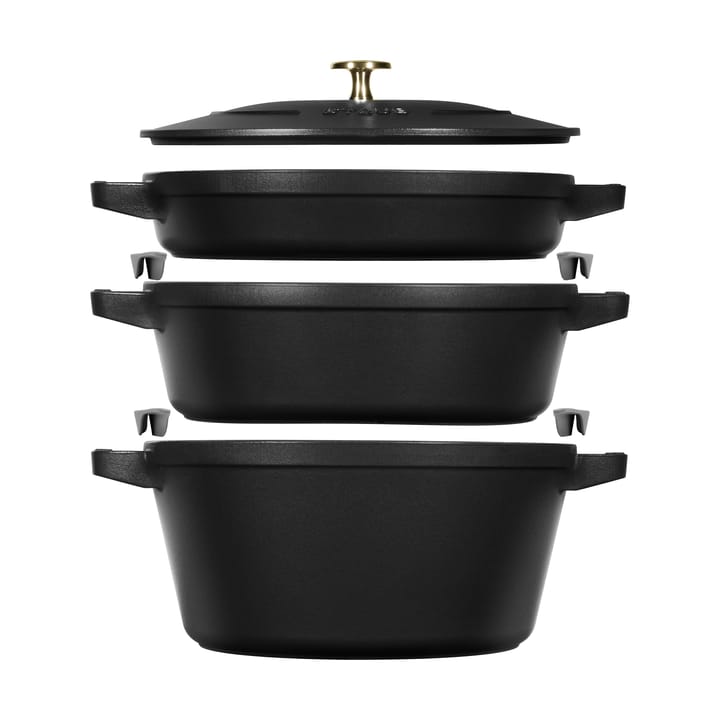 Staub Topf- & Pfannenset stapelbar 5-teilig - Schwarz - STAUB
