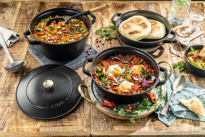Staub Topf- & Pfannenset stapelbar 5-teilig, Schwarz STAUB