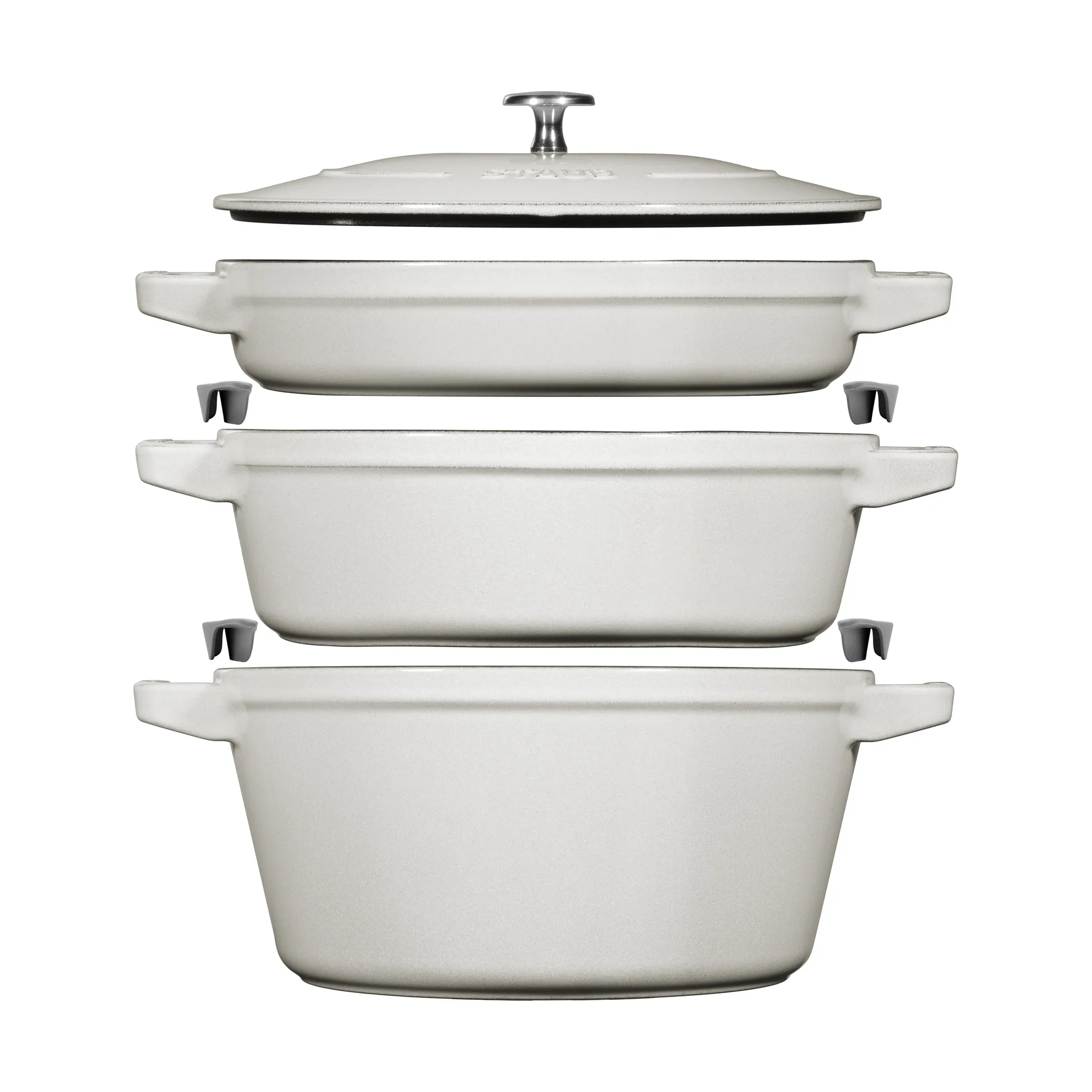 Staub Topf- & Pfannenset stapelbar 5-teilig, White truffle STAUB