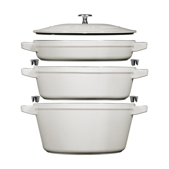 Staub Topf- & Pfannenset stapelbar 5-teilig - White truffle - STAUB