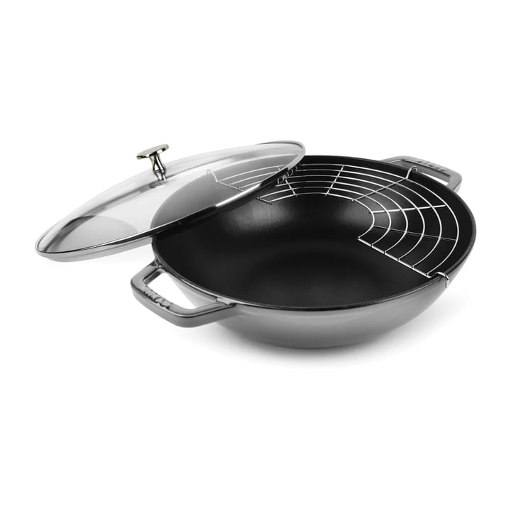 Wok mit Glasdeckel Ø30cm 4,4 L - Grau - STAUB