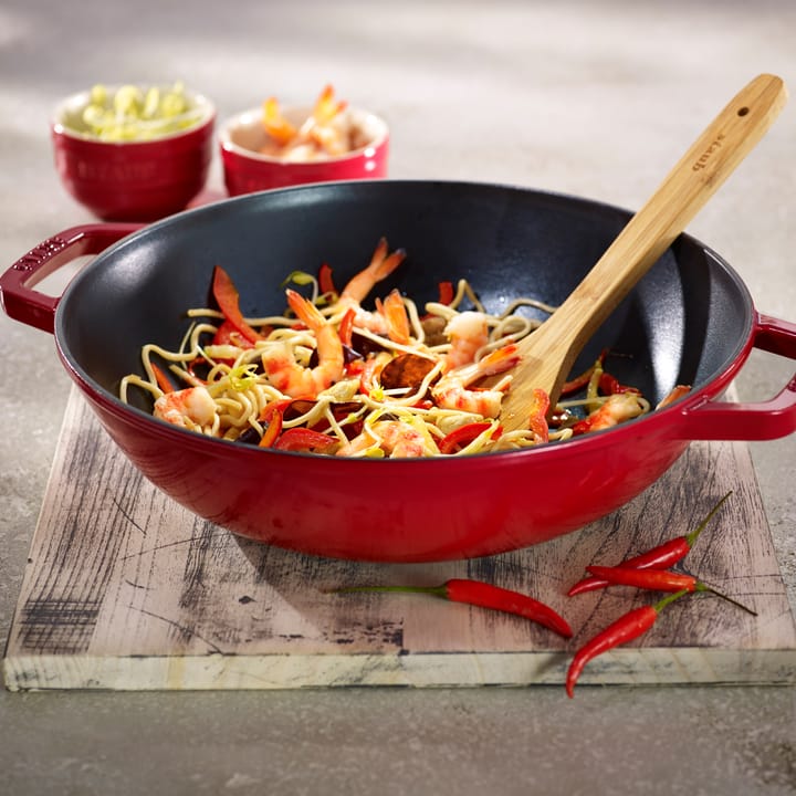 Wok mit Glasdeckel Ø30cm 4,4 L - Rot - STAUB