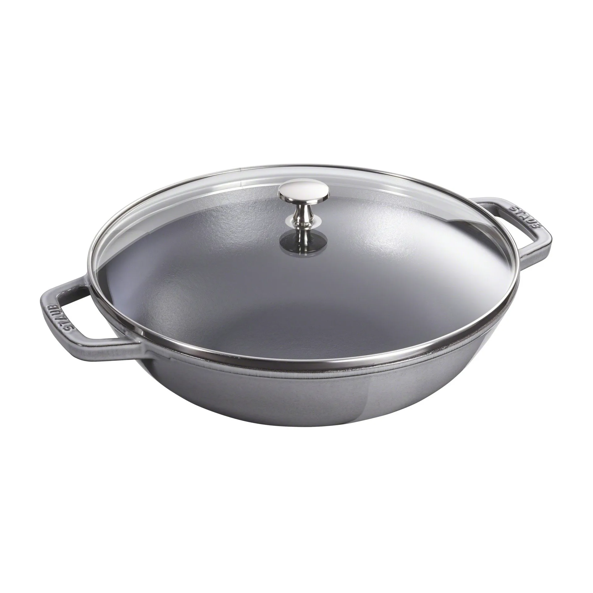 Wok mit Glasdeckel Ø37cm 5,7 L, Grau STAUB
