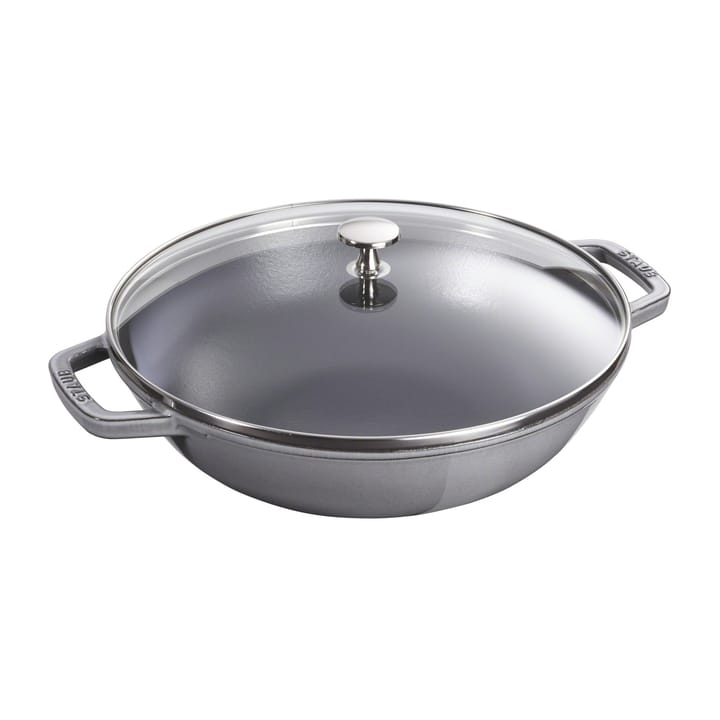 Wok mit Glasdeckel Ø37cm 5,7 L - Grau - STAUB