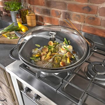 Wok mit Glasdeckel Ø37cm 5,7 L - Grau - STAUB