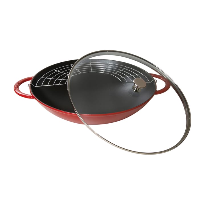 Wok mit Glasdeckel Ø37cm 5,7 L - Rot - STAUB