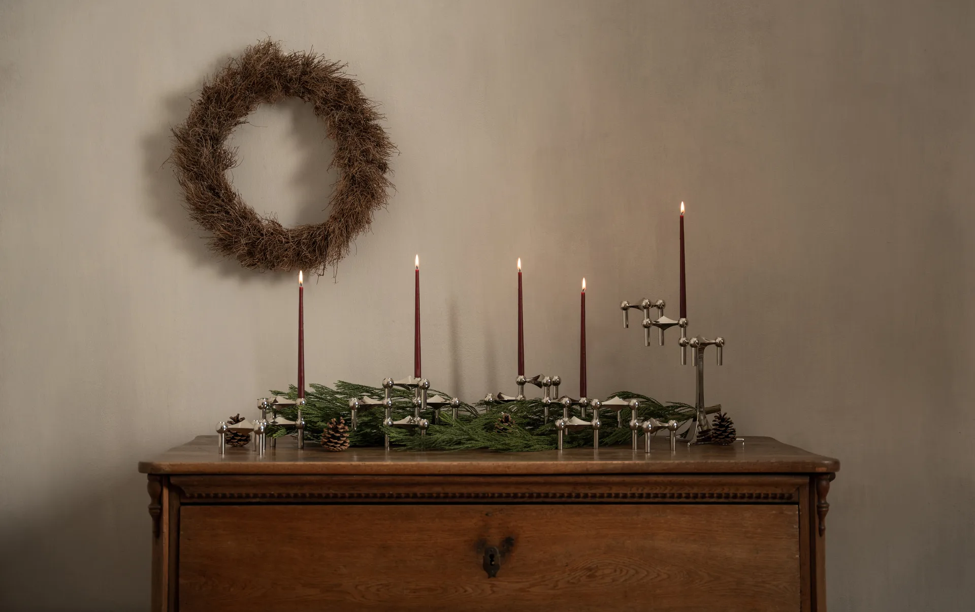 STOFF Nagel kegelförmige Kerzen von ester & erik 6er-Pack, Burgundy red STOFF Nagel