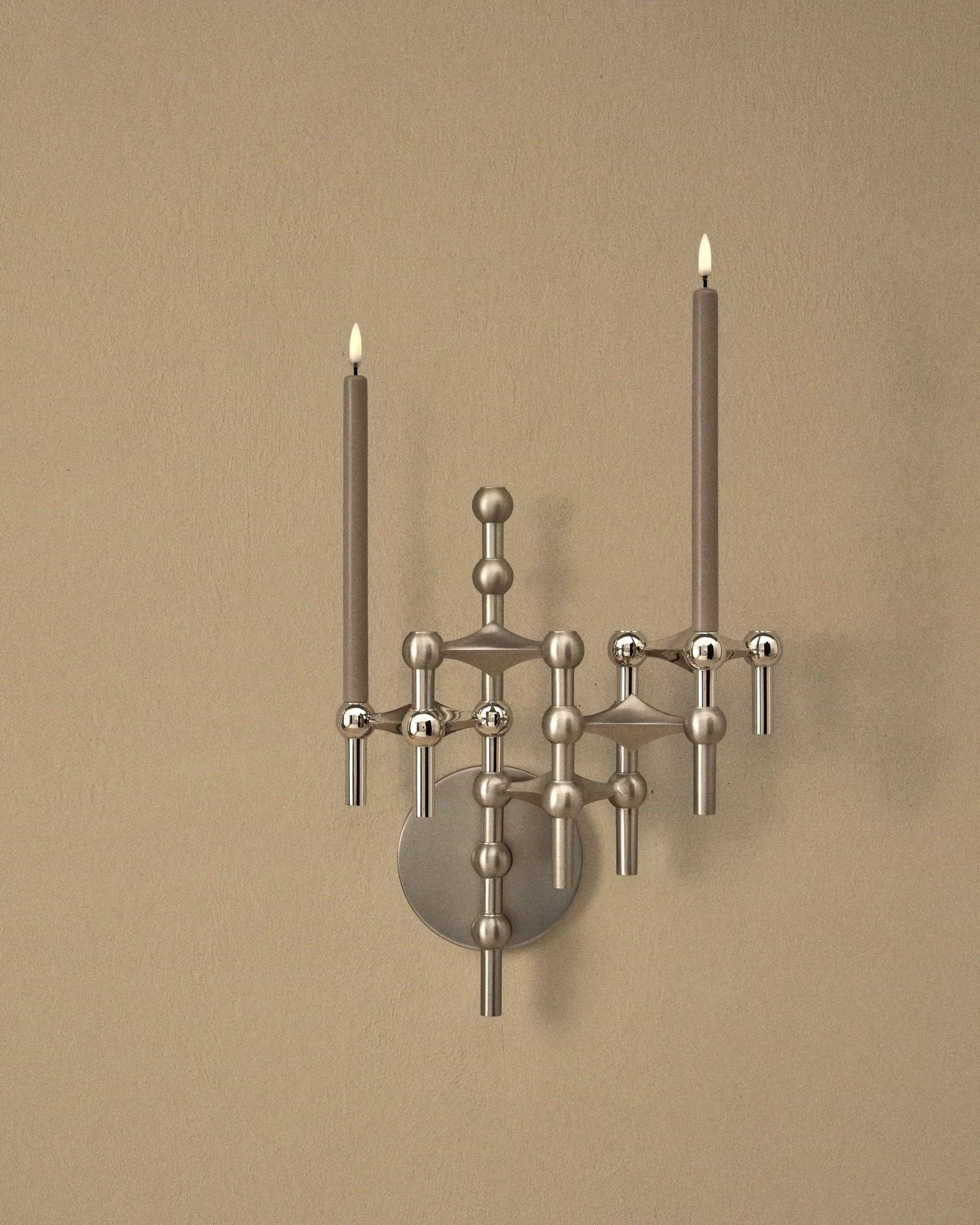 STOFF Nagel Kerzenhalter Wand, Gebürstetes Chrom STOFF Nagel
