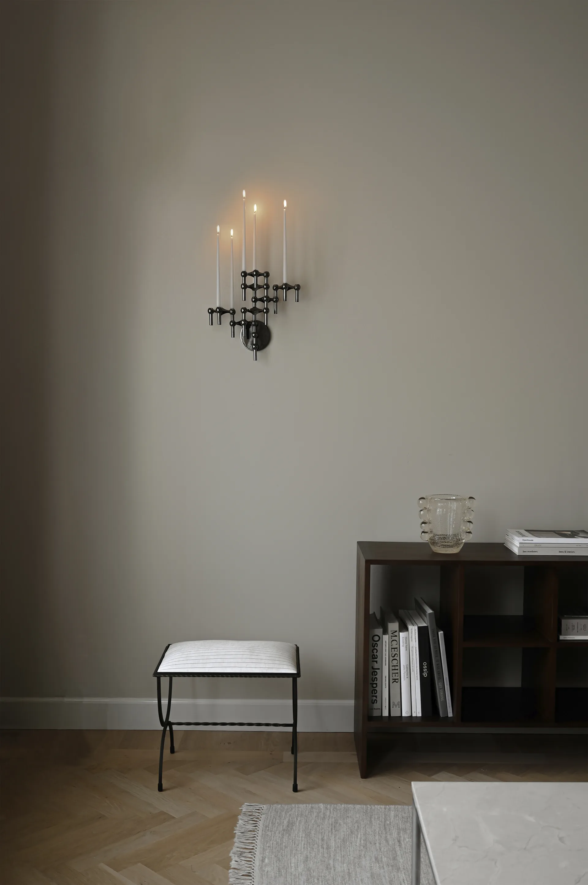 STOFF Nagel Kerzenhalter Wand, Schwarz chrom STOFF Nagel