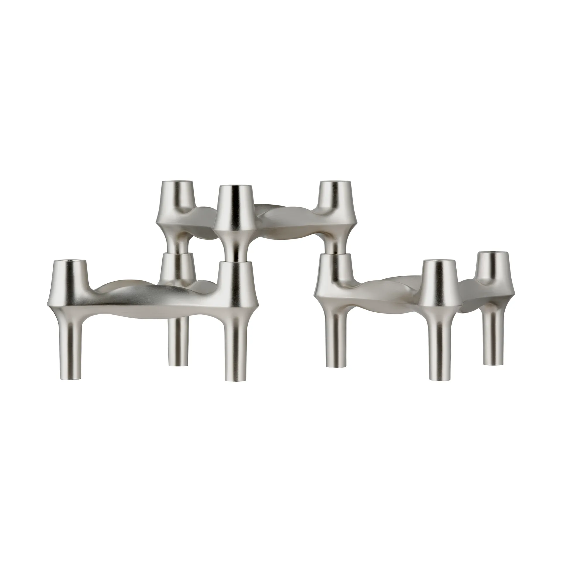 STOFF BMF Kerzenhalter 3er-Pack, Gebürstetes Chrom STOFF