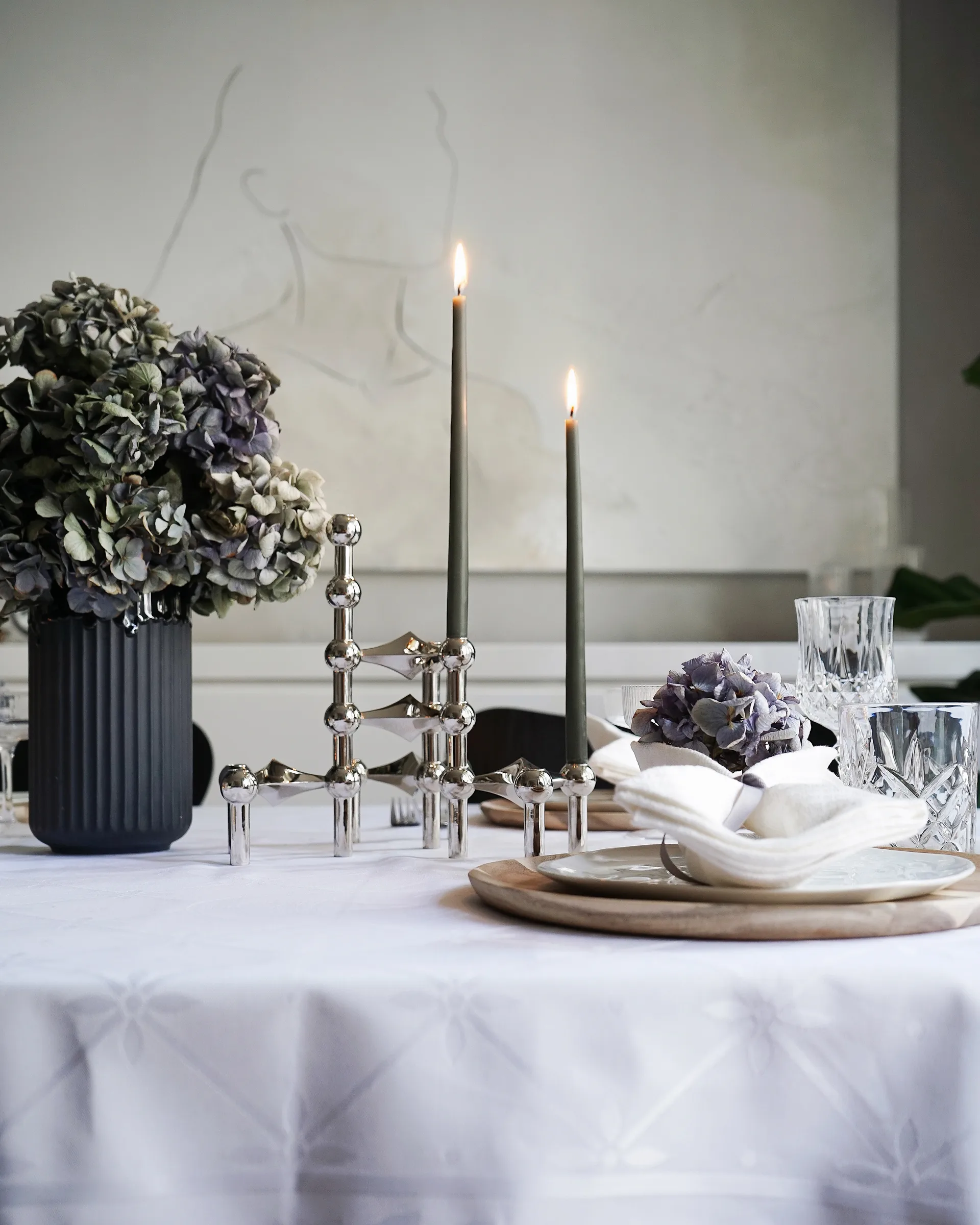 STOFF kegelförmige Kerzen von ester & erik 6er-Pack, Dusty green STOFF